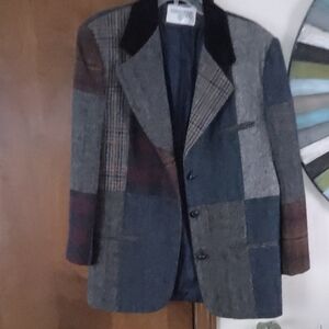 Vintage Women's Multicolor Wool Patchwork Blazer